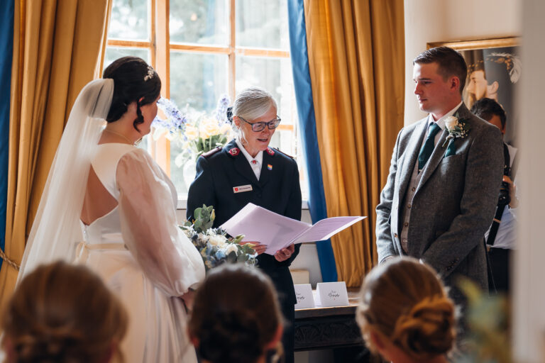 Wedding ceremony with Salvation Army vicar at Tutbury Castle